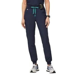 Figs Navy Track Joggers with Teal Drawstring